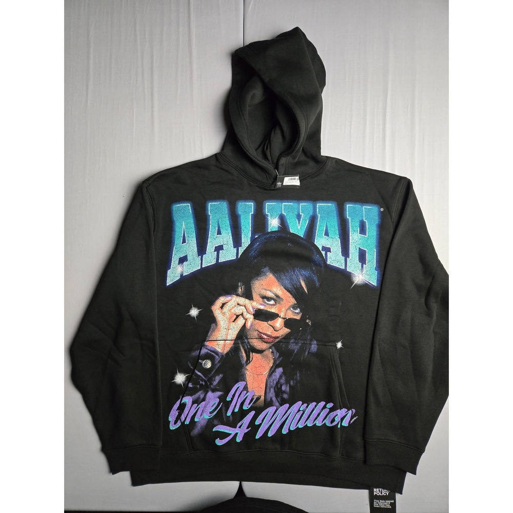 Aaliyah One In A Million Graphic Hoodie Mens Large Black Oversized Sweatshirt